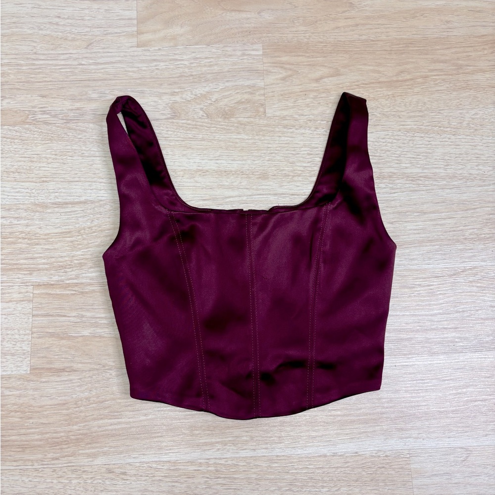 Ten by Babaton Aritzia Satin Corset Crop Top